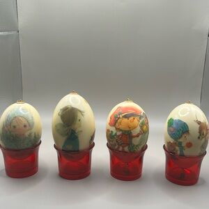 4 Vintage Egg Shaped Ornaments